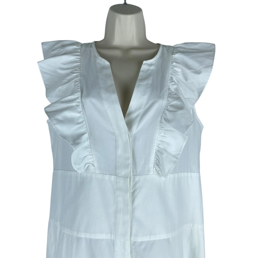 Brochu Walker The Aurora Ruffle Midi Dress Pockets Cotton White Size L - Picture 5 of 12